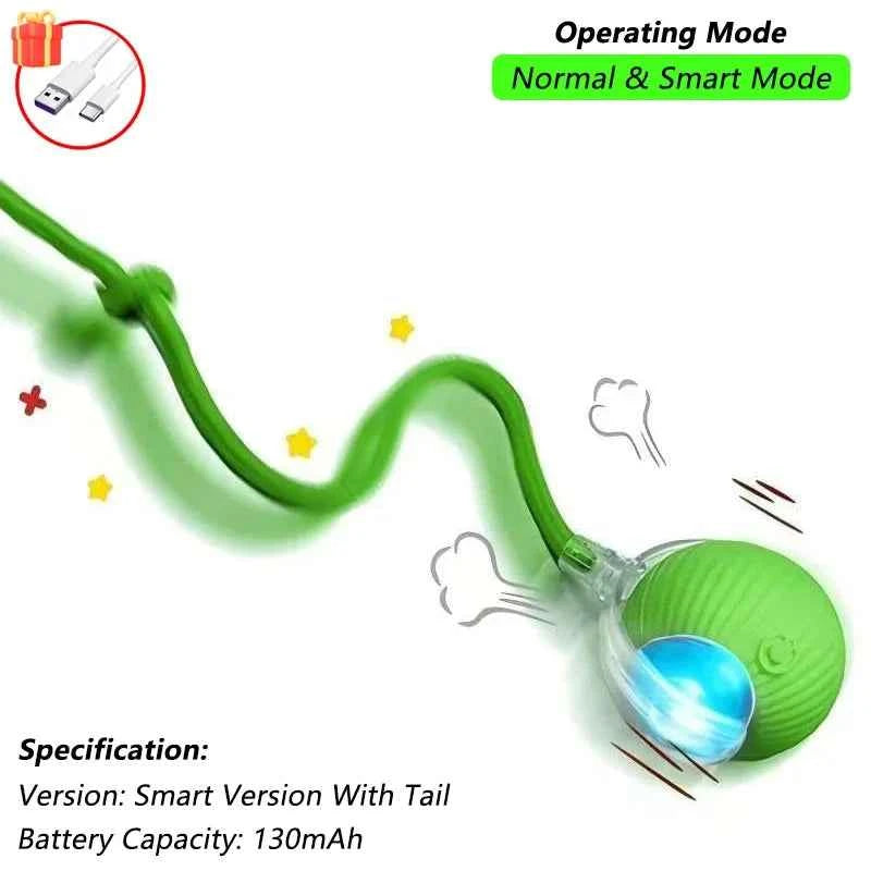 iLMH Cat Interactive Ball Toy Automatic Rolling Ball Faux Tail Rechargeable Smart Pet Electric Toy Pet Training Imitate Mouse