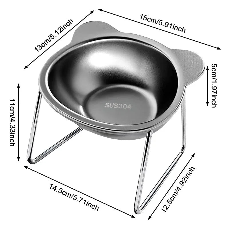 Tilted Stainless Steel Pet Bowl (Anti-Strain)