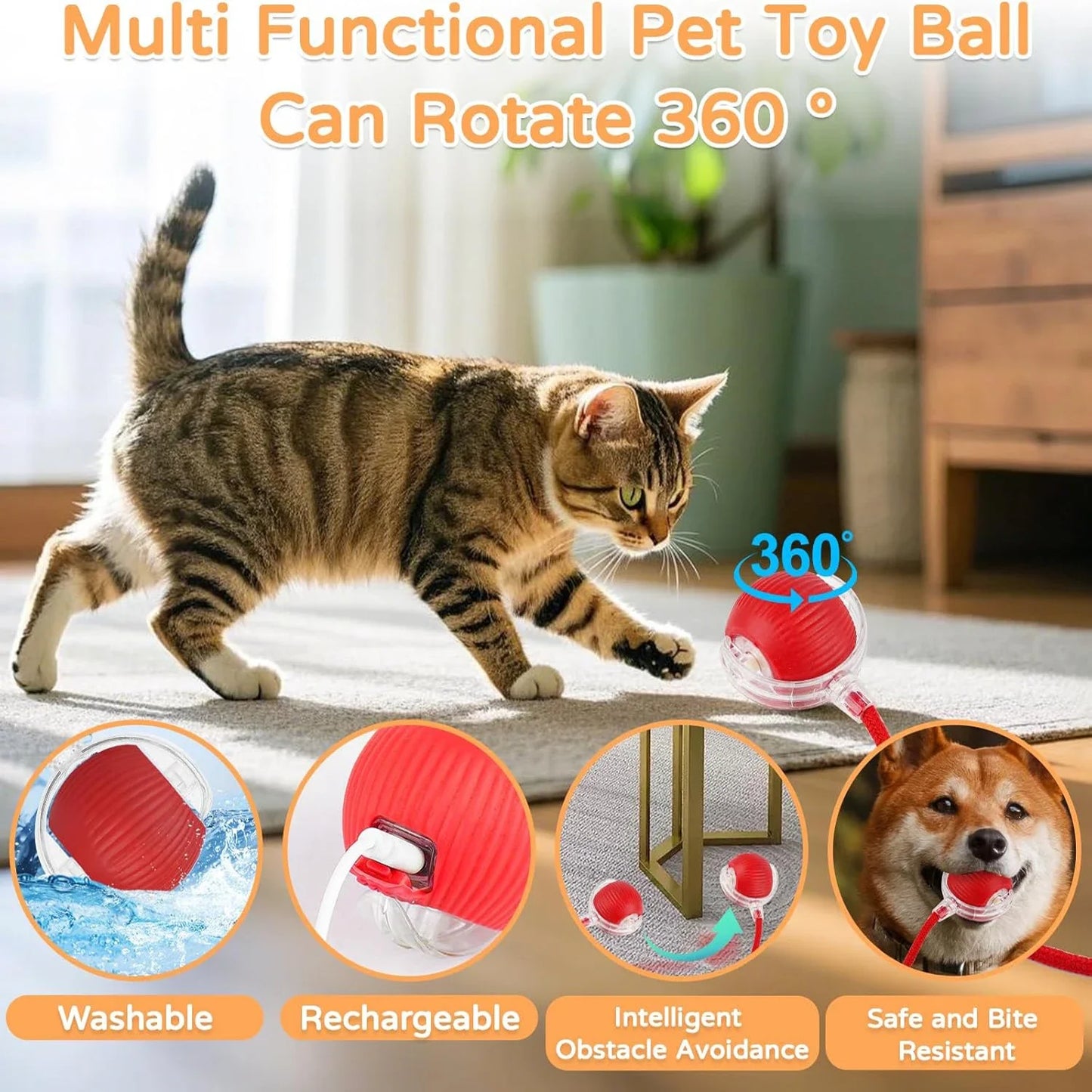 Automatic Rolling Ball Cat Toy (USB Rechargeable)