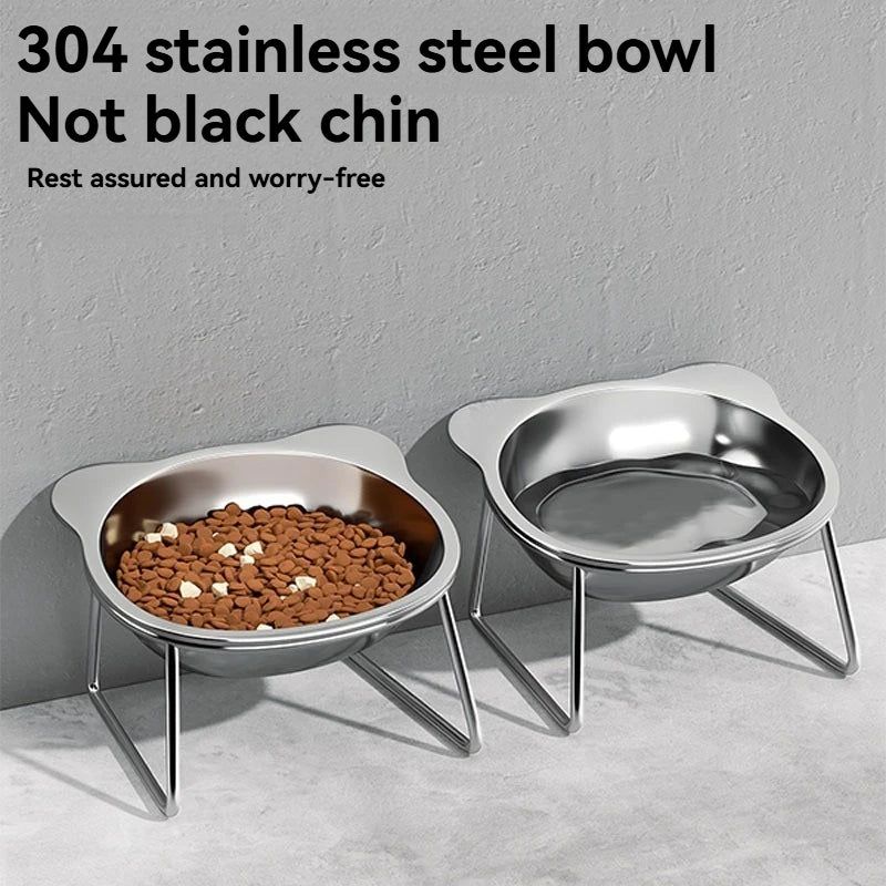 Tilted Stainless Steel Pet Bowl (Anti-Strain)