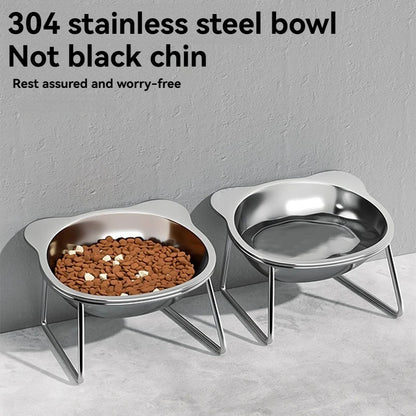 Tilted Stainless Steel Pet Bowl (Anti-Strain)